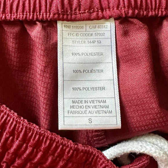 Adidas Track Pants Maroon Red Adult Small 3-Stripes Training Ankle Zip Athletic - Picture 4 of 5